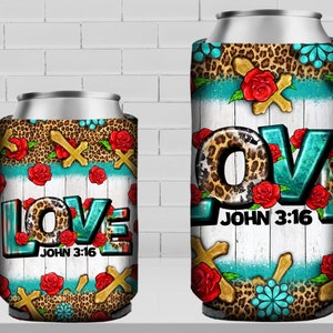 Love John 3:16 12 oz slim and regular soft can cooler png, can cooler wrap png, Christian can cooler png, cross png, sublimate download