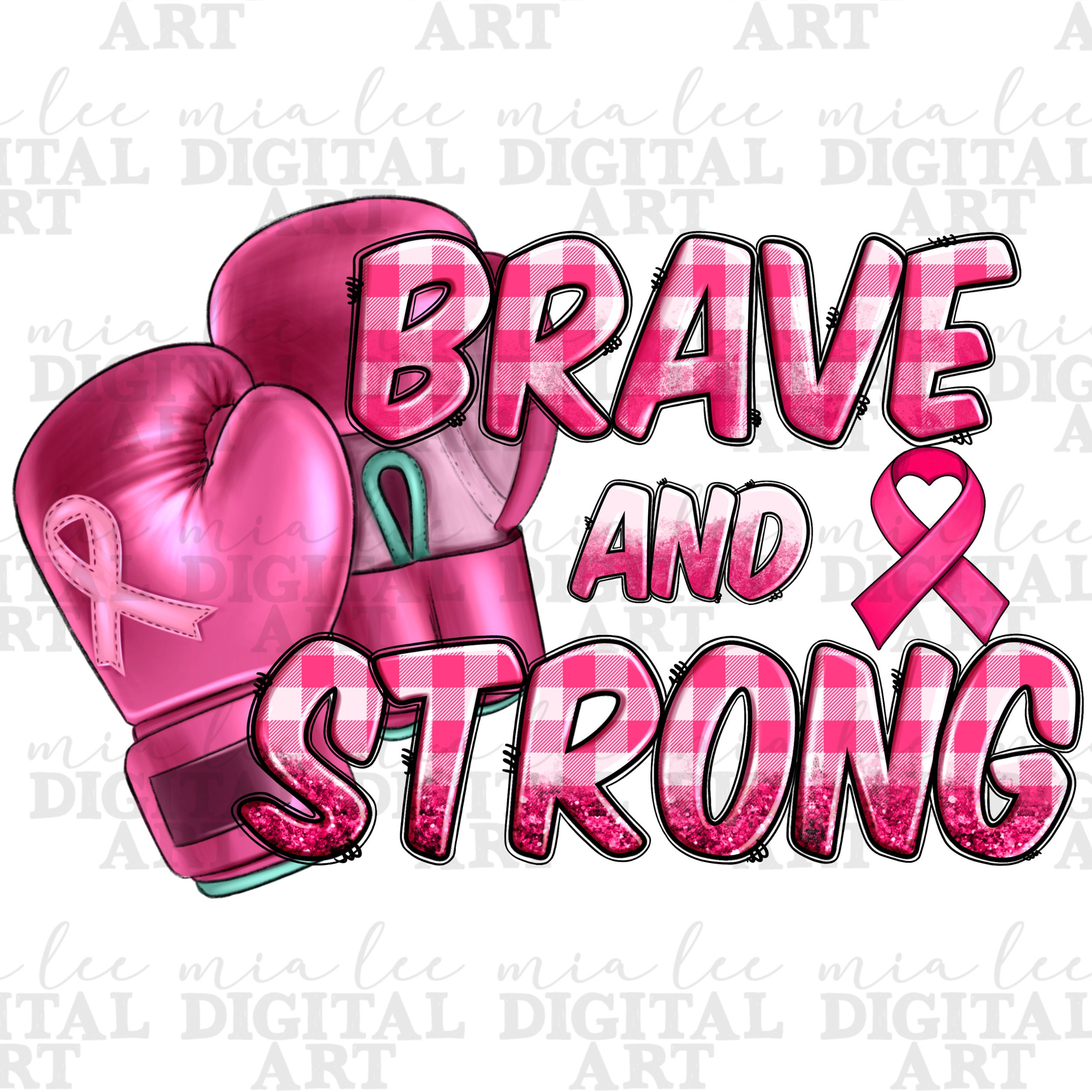 Strong Ribbon Brave and Strong Breast Cancer Png Sublimation Design Download, Breast ...
