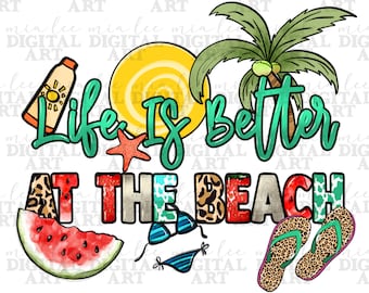 Het leven is beter op het strand png sublimatie ontwerp download, zomer png, hallo zomer png, strandvibes png, palmbomen png, sublimeer download