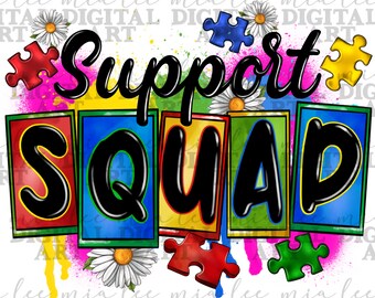 Autism support squad png subliamtion design download, Autism Awareness png, Autism puzzle png, sublimate designs download