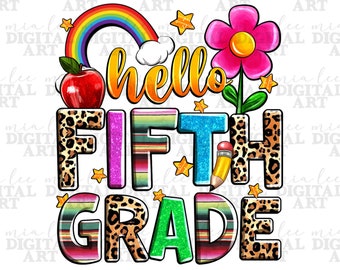 Hallo vijfde leerjaar png sublimatie ontwerp downloaden, afstuderen png, 5e leerjaar png, terug naar school png, sublimeer ontwerpen downloaden