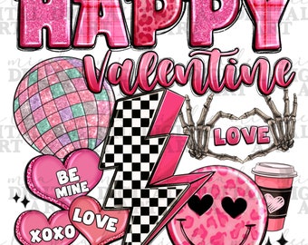 Retro Happy Valentine png sublimation design download,Happy Valentine's png, 14th February png, retro design png, sublimate designs download
