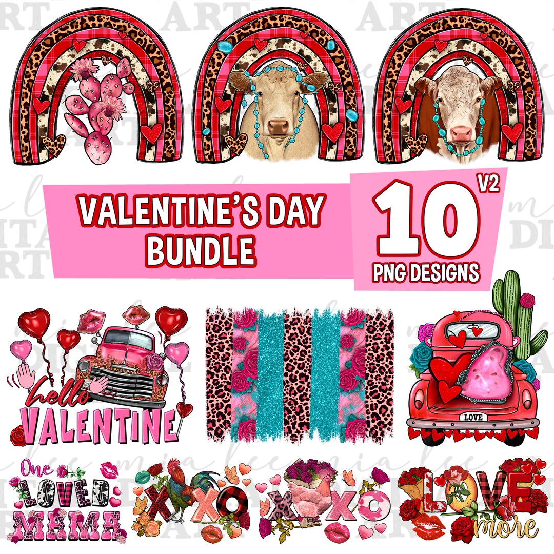 Valentine's Day Bundle V2 Png Sublimation Design Download, Happy ...