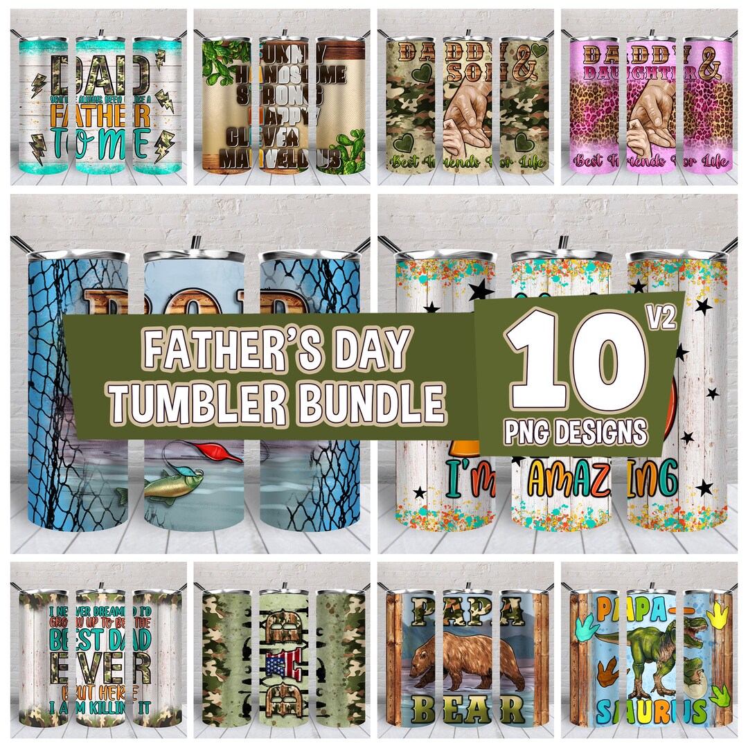 Father's Day 20 Oz Skinny Tumbler Bundle V2 Png, Tumbler Wrap Png ...