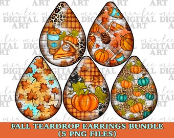 Fall teardrop earrings bundle png sublimation design download, Fall png, Fall vibes png, western earrings png,sublimate designs download