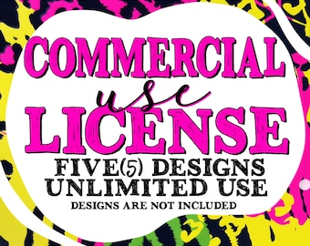 Commercial Use License for Small Businesses and Physical Products, Multiple (5) Design, Unlimited Use, Commercial Use License