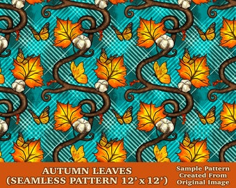 Herbst Blätter nahtloses Muster digitales Papier, Herbst digitales nahtloses Muster png, nahtloses Muster png, Herbst png, druckbares Scrapbook Papier