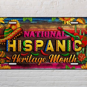 National Hispanic Heritage Month license plate png sublimation design download, license plate png, Latino countries png, sublimate download