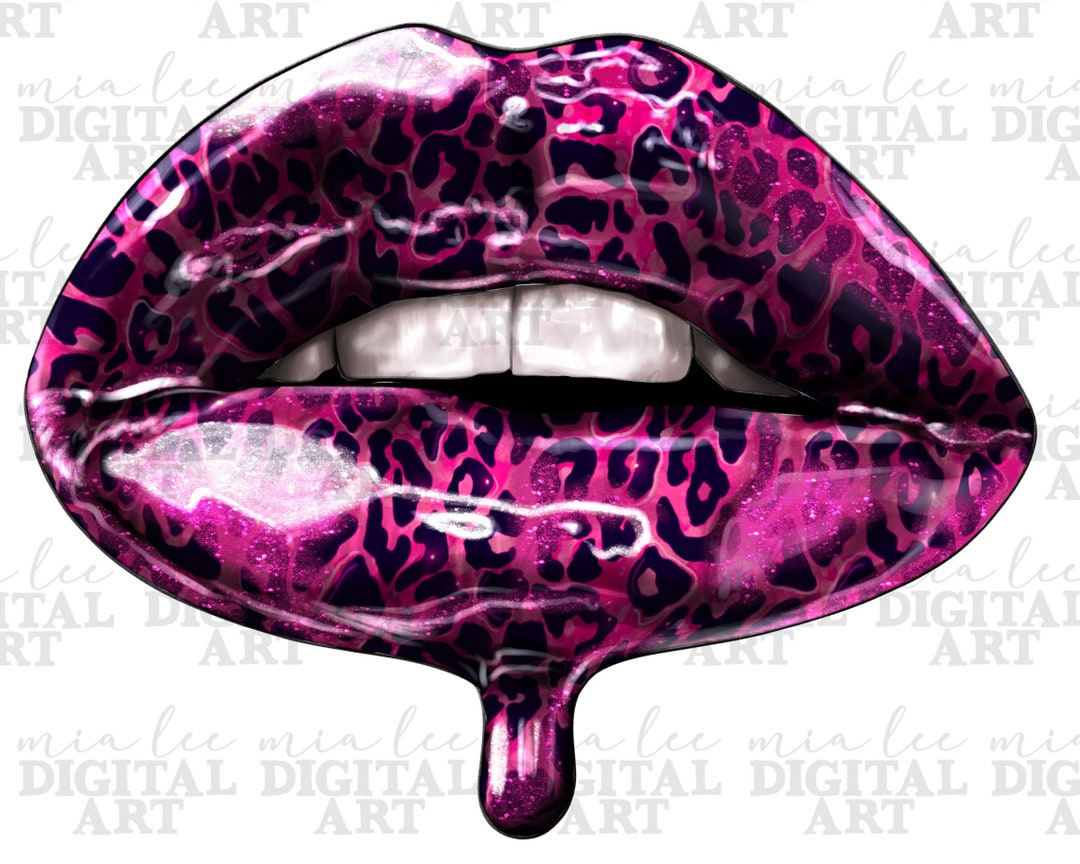 Valentine's Day Pink Leopard Lips Png Sublimation Design Download ...