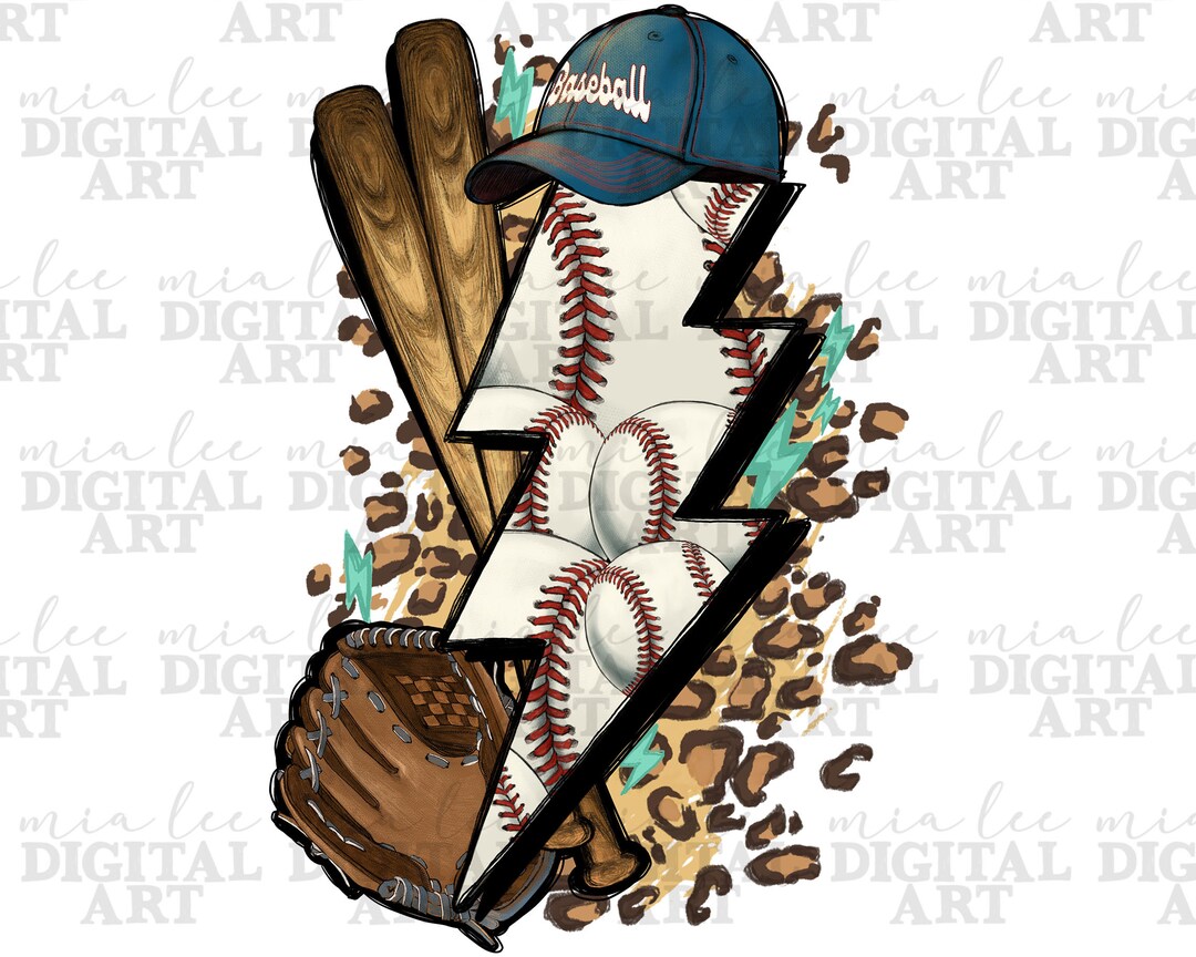 Lightning Bolt Baseball Png Sublimation Design Download, Sport Png