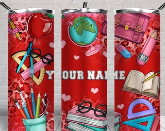Personalized Teacher 20 oz skinny tumbler png, Teacher's Day tumbler wrap png, back to school 20 oz tumbler designs, tumbler png download