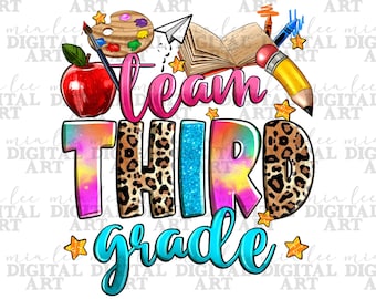 Descarga de diseño de sublimación png de tercer grado del equipo, png de graduación, png de 3er grado, png de regreso a la escuela, descarga de diseños sublimados