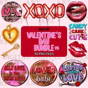 Valentinstag-Bundle V5 PNG-Sublimationsdesign-Download, Happy Valentine&#39;s PNG, 14. Februar PNG, Sublimationsdesign-Download