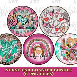 Nurse car coaster bundle png sublimation design download, Nurse png, Nurse life png, car coaster bundle png, sublimate designs download