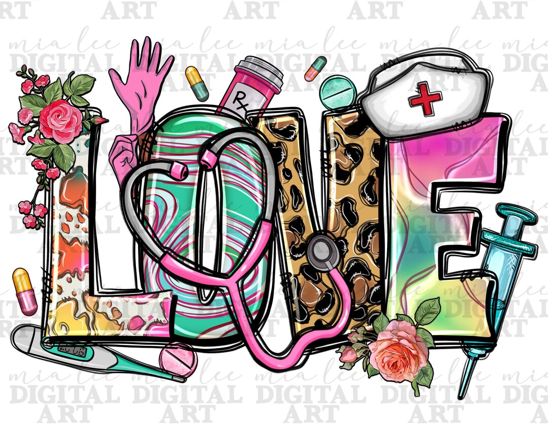 Love Nurse Png Sublimation Design Download, Nurse Png, Nursing Png ...