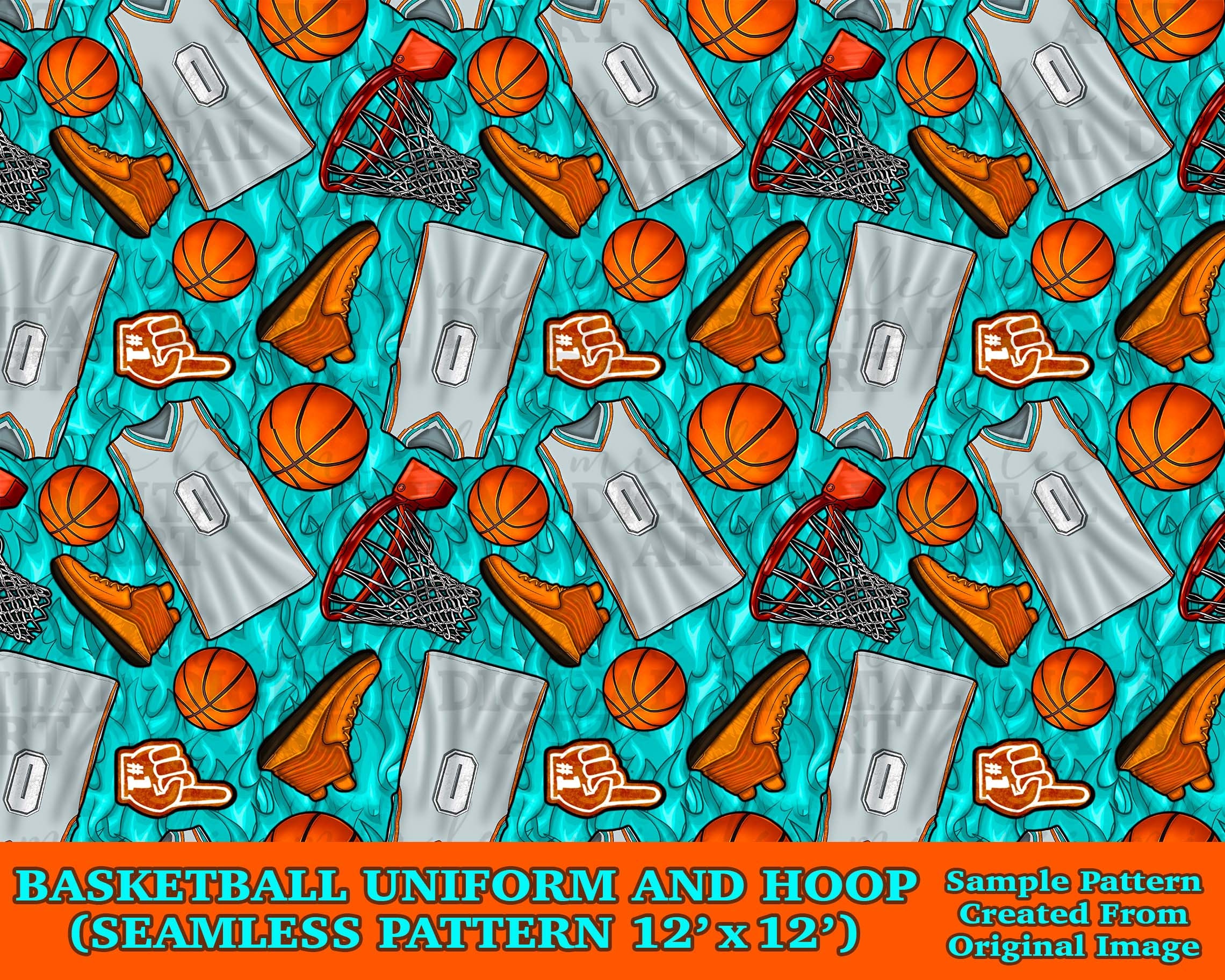 Basketball Uniform and Hoop Seamless Pattern Digital Paper, Digital ...