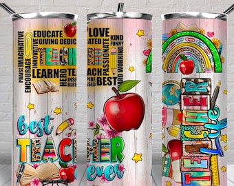 Teacher 20 oz skinny tumbler png, Teacher's Day tumbler wrap png, back to school 20 oz tumbler designs, tumbler png download