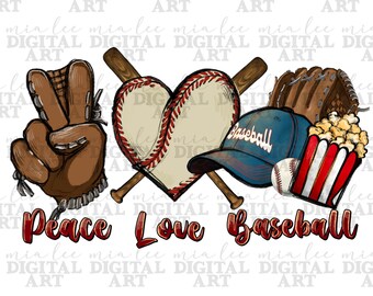 Peace love Baseball png sublimation design download, sport png, game day png, Baseball sport png, sublimate designs download