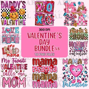Valentinstag-Bundle V6 PNG-Sublimationsdesign-Download, Happy Valentine&#39;s PNG, 14. Februar PNG, Sublimationsdesign-Download