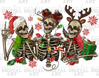 Christmas skeletons png sublimation design download, Merry Christmas png, Happy New Year png, Christmas vibes png,sublimate designs download