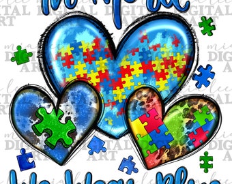 Em abril, usamos azul Autismo png subliamtion design download, Autism Awareness png, Autism Hearts png, sublimate designs download