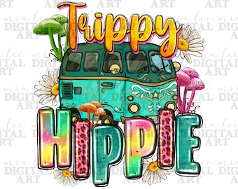 Trippy hippie png sublimation design download, hippie vibes png, hippie van png, Camping png, western hippie png, sublimate download