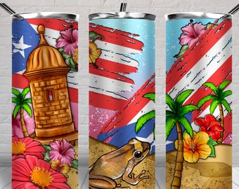 Puerto Rico 20 oz skinny tumbler png, Puerto Rico tumbler wrap png, 20 oz tumbler designs, Puerto Rico flag png, tumbler png download