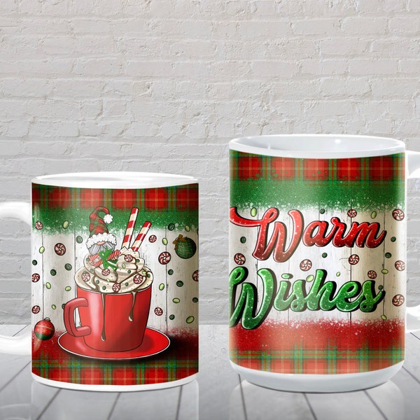 Warm wishes 11 oz and 15 oz mug png, mug wrap png, mug design png, Christmas mug png, Merry Christmas coffee png, sublimate designs download