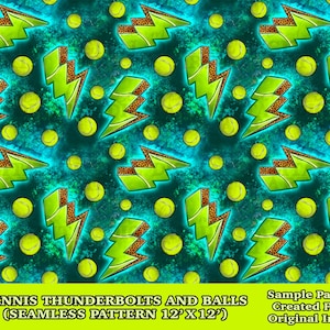 Tennis thunderbolts seamless pattern digital paper, digital seamless pattern png, seamless pattern png, printable scrapbook paper