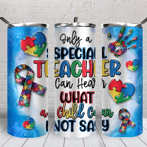 Autism Teacher 20 oz skinny tumbler png, tumbler wrap png, 20 oz tumbler designs, Autism life png, Autism Awareness png,tumbler png download
