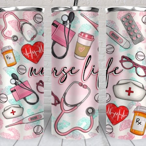 Nurse life 20 oz skinny tumbler png, tumbler wrap png, western 20 oz tumbler designs, Nursing png, Nurse png, tumbler png download