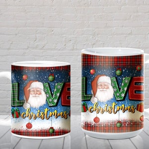 Love Christmas 11 oz and 15 oz mug png, mug wrap png, mug design png, Santa Claus png, Merry Christmas png, sublimate designs download