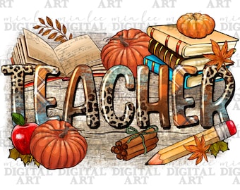Fall Teacher png sublimation design download, Fall png, Fall vibes png, Autumn png, western Teacher png, sublimate designs download