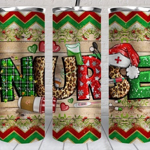 Christmas Nurse 20 oz skinny tumbler png, tumbler wrap png, 20 oz tumbler designs, Nurse life png, Christmas tumbler png download