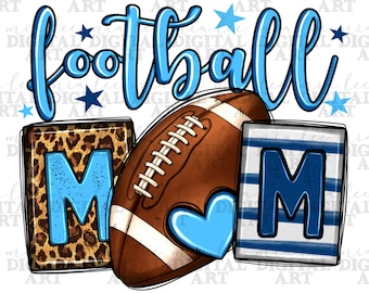 Football mom blue team color png sublimation design download, sport png, game day png, American Football png, sublimate designs download