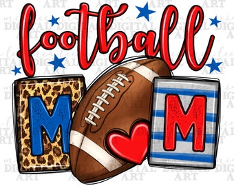 Football mom red and blue team color png sublimation design download, sport png, game day png, American Football png, sublimate download