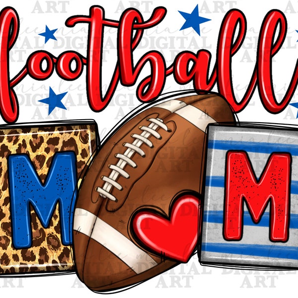 Football mom red and blue team color png sublimation design download, sport png, game day png, American Football png, sublimate download
