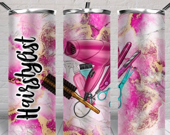 Hairstylist 20 oz skinny tumbler png, tumbler wrap png, 20 oz tumbler designs, hairdresser png, hair boss png, tumbler png download