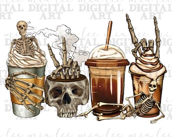 Skeleton coffee cups png sublimation design download, coffee love png, skull coffee mug png, coffee cups png, sublimate designs download