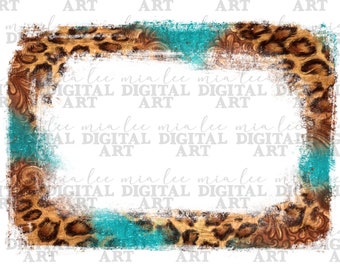 Western leopard tooled leather background frame png, western background, western patterns png, western background png, sublimate download