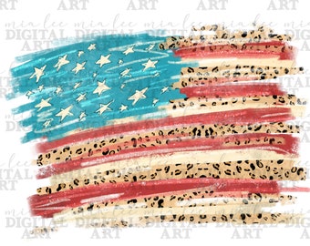 American flag with leopard png sublimation design download, 4th of July png, USA flag png, leopard flag png, sublimate designs download