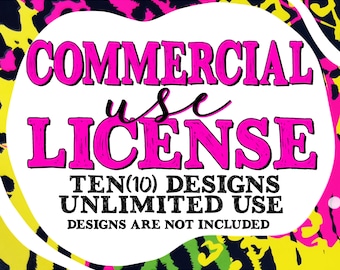 Commercial Use License for Small Businesses and Physical Products, Multiple (10) Design, Unlimited Use, Commercial Use License