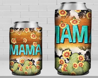 Western mama 12 oz slim and regular soft can cooler png, can cooler wrap png, cowhide can cooler png, mama png, sublimate designs download