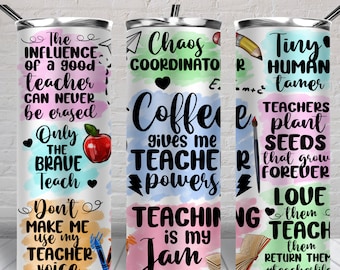Teacher 20 oz skinny tumbler png, Teacher's Day tumbler wrap png, back to school 20 oz tumbler designs, tumbler png download
