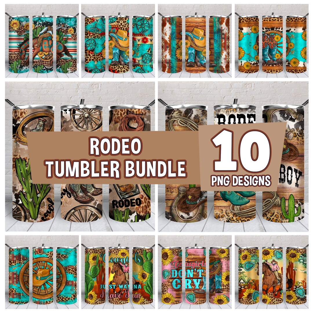 Rodeo 20 Oz Skinny Tumbler Bundle Png, Tumbler Wrap Png, Western 20 Oz ...