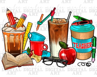 Teacher coffee cups png sublimation design download, Teacher's Day png, Teacher life png, back to school png, sublimate designs download