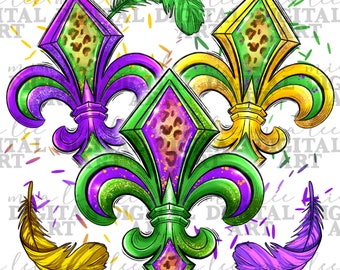 Fleur de lis Mardi Gras png download del design di sublimazione, Western Fleur de lis png, Happy Mardi Gras png, download di disegni sublimati