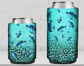Teal and leopard 12 oz slim and regular soft can cooler png, can cooler wrap png, western can cooler png, sublimate designs download