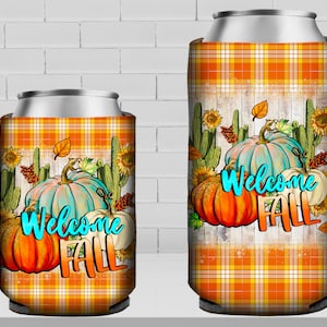 Welcome Fall 12 oz slim and regular soft can cooler png, can cooler wrap png, Fall can cooler png, sublimate designs download