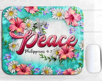 Peace Philippians 4:7 with flowers mouse pad png sublimation design download, Christian png, flowers mouse pad png, sublimate download